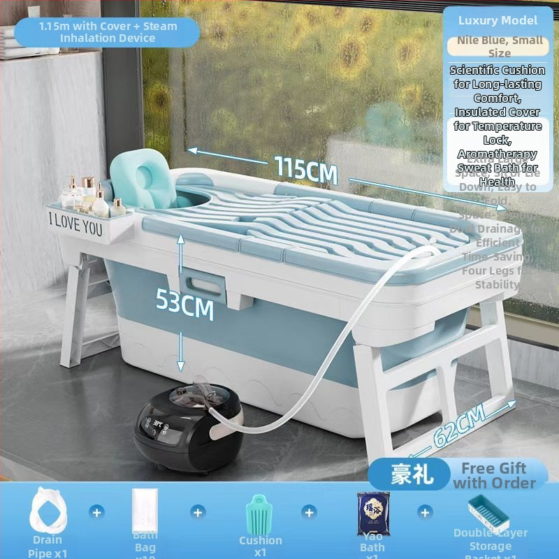 Elektricky vyhrievaná skladacia vaňa pre dospelých – parná vaňa na celé telo, domáce použitie