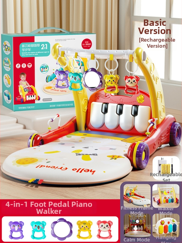Detské pedálové klavírne chodítko – dvojúčelová hudobná vzdelávacia hračka pre 0–3 roky, z plastu