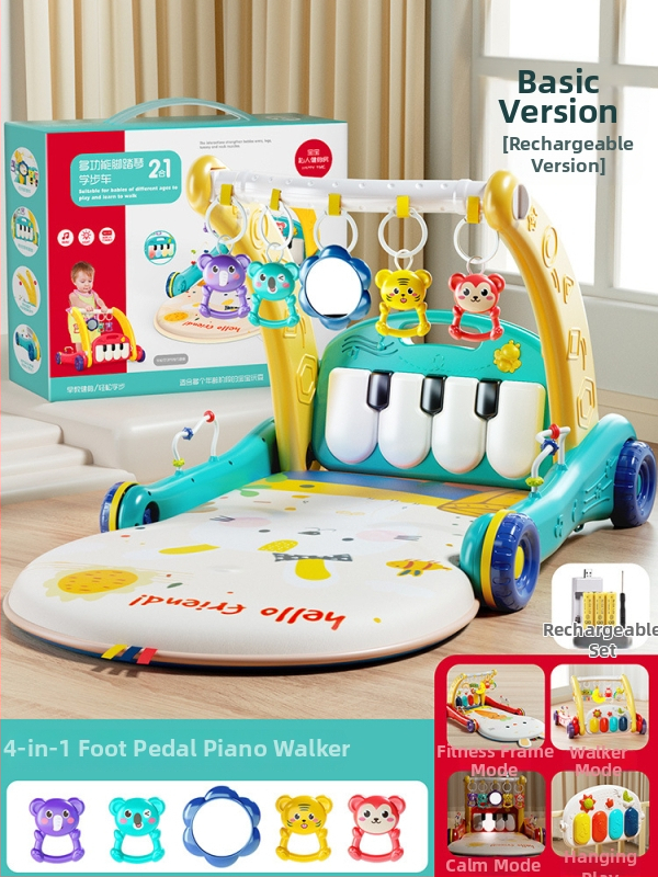 Detské pedálové klavírne chodítko – dvojúčelová hudobná vzdelávacia hračka pre 0–3 roky, z plastu