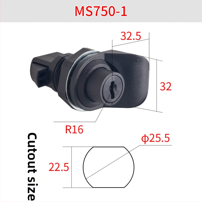 Hengzhu MS750 Zámok na dvere elektro-skriňe – plastový tlačítkový zámok, Ball lock, PA6