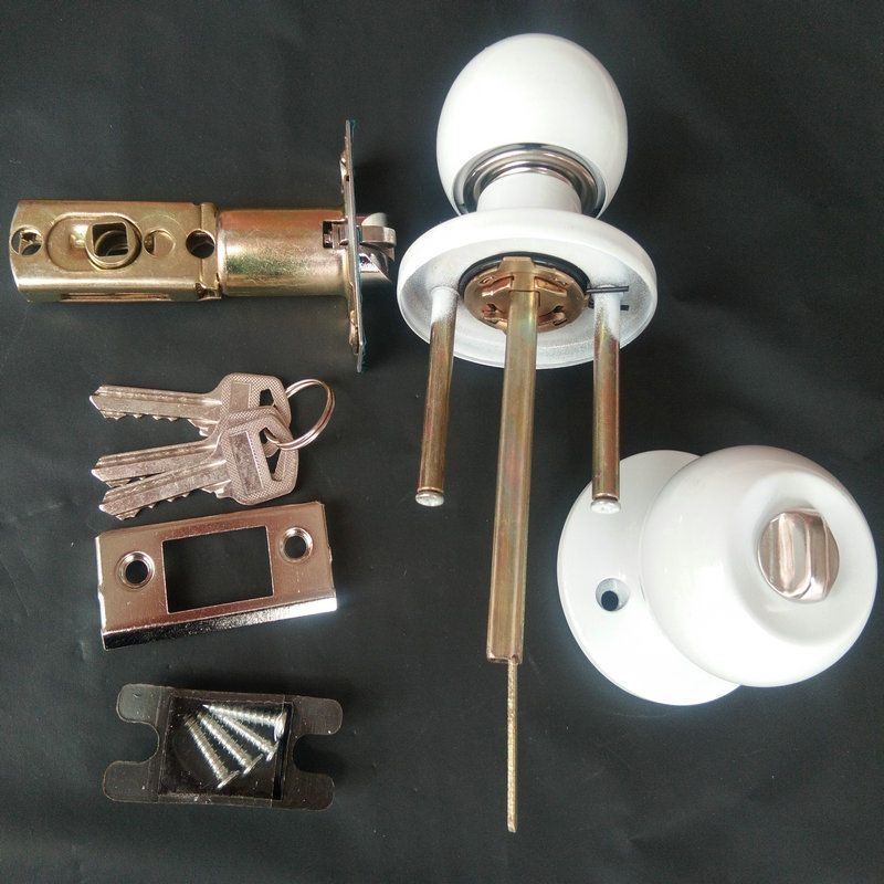 Trojpólová guľová zámka pre dvere izby, bez kľúča, materiál: meď s hliníkovým povlakom