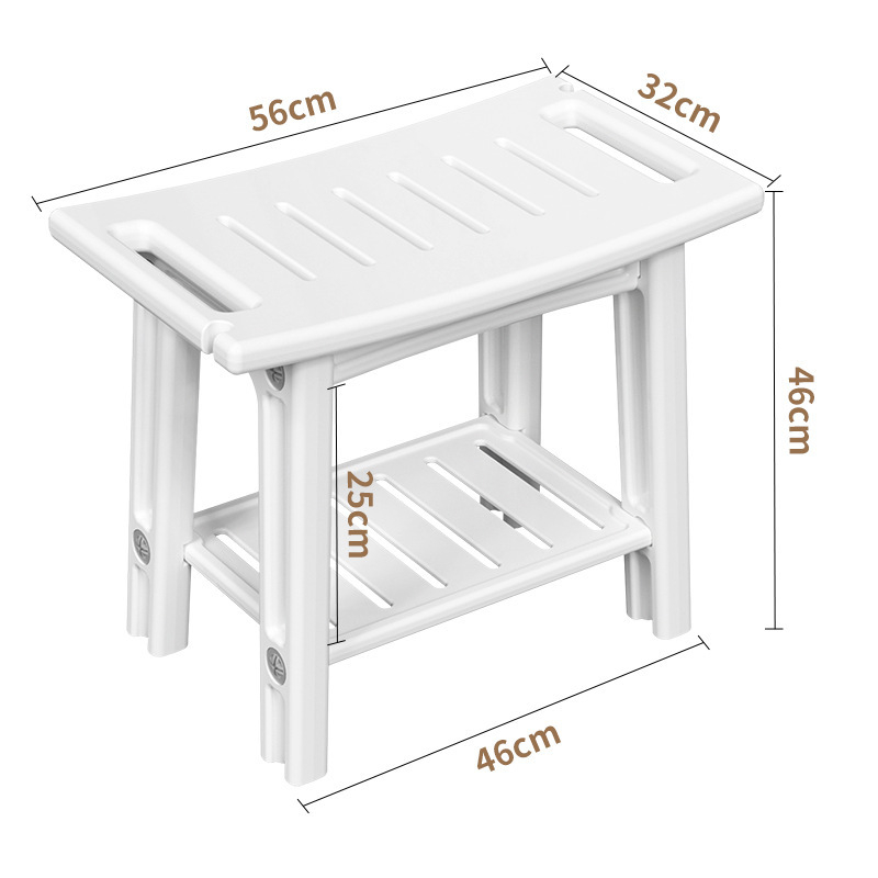 Sprchová stolička, plastová, protišmyková, dvojúrovňové úložisko, model A568