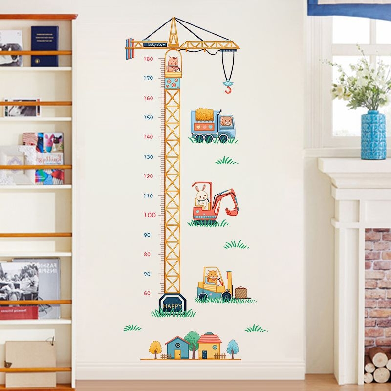 PVC 3D nálepka na stenu s dreveným vzorom, etnický štýl, meranie výšky, graf rastu