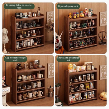 Stolový organizér - 3-vrstvový masívny drevený regál, bez montáže, viacúčelový