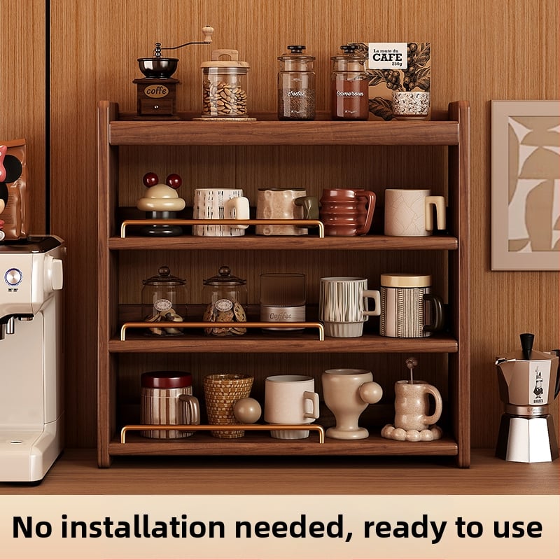 Stolový organizér - 3-vrstvový masívny drevený regál, bez montáže, viacúčelový