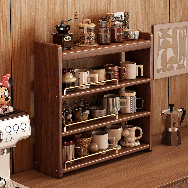 Stolový organizér - 3-vrstvový masívny drevený regál, bez montáže, viacúčelový