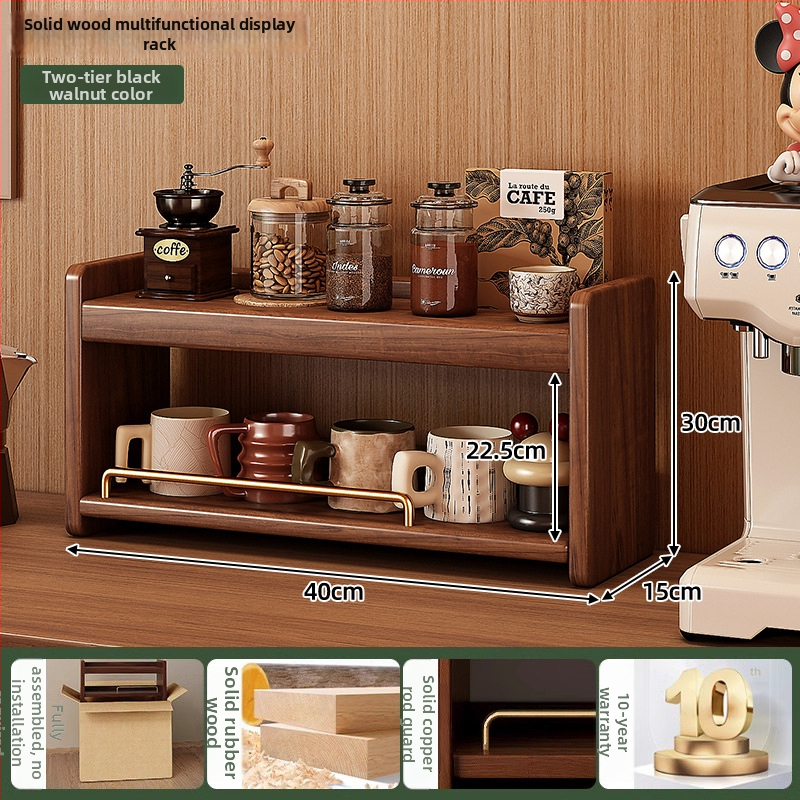 Stolový organizér - 3-vrstvový masívny drevený regál, bez montáže, viacúčelový