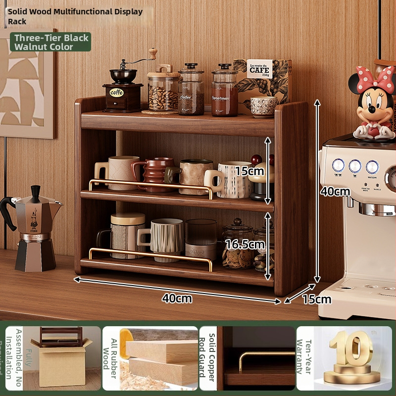 Stolový organizér - 3-vrstvový masívny drevený regál, bez montáže, viacúčelový