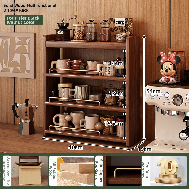 Stolový organizér - 3-vrstvový masívny drevený regál, bez montáže, viacúčelový