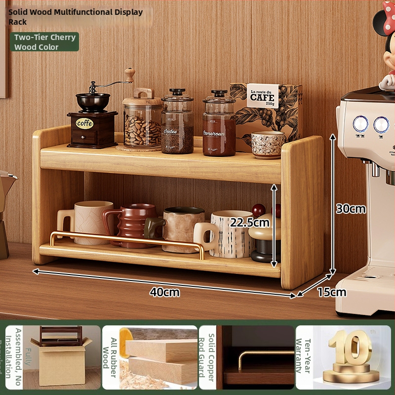 Stolový organizér - 3-vrstvový masívny drevený regál, bez montáže, viacúčelový