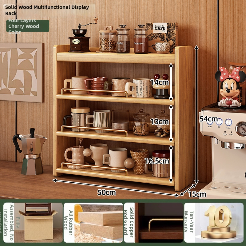 Stolový organizér - 3-vrstvový masívny drevený regál, bez montáže, viacúčelový