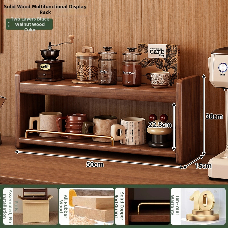 Stolový organizér - 3-vrstvový masívny drevený regál, bez montáže, viacúčelový