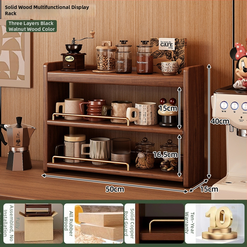 Stolový organizér - 3-vrstvový masívny drevený regál, bez montáže, viacúčelový