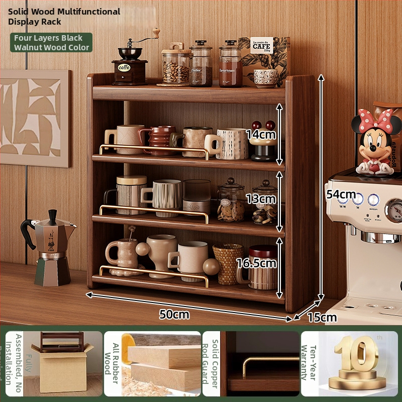 Stolový organizér - 3-vrstvový masívny drevený regál, bez montáže, viacúčelový