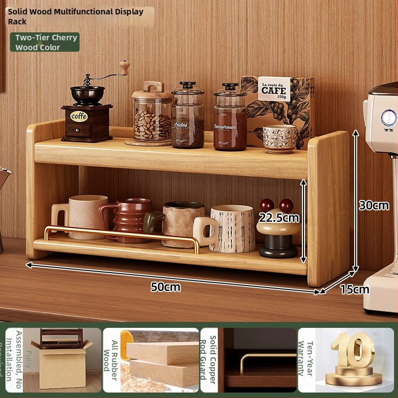 Stolový organizér - 3-vrstvový masívny drevený regál, bez montáže, viacúčelový