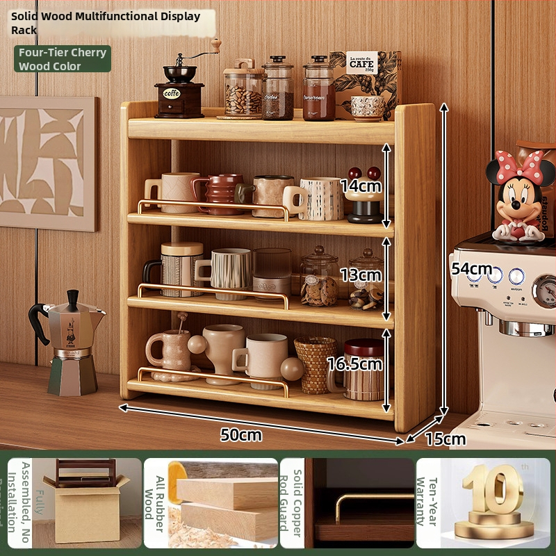 Stolový organizér - 3-vrstvový masívny drevený regál, bez montáže, viacúčelový