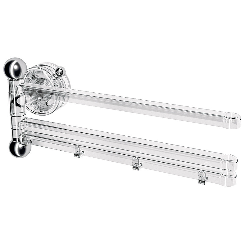 Plastový držiak na uteráky na stenu s vákuovým uchytením, otočný s viacerými tyčami