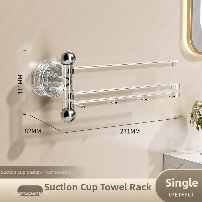Plastový držiak na uteráky na stenu s vákuovým uchytením, otočný s viacerými tyčami