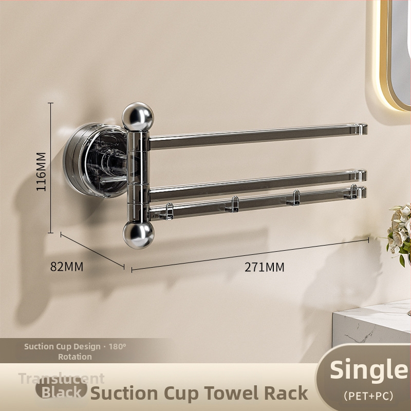 Plastový držiak na uteráky na stenu s vákuovým uchytením, otočný s viacerými tyčami