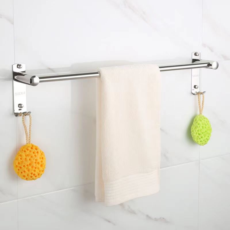 Držiak na uteráky z nerezovej ocele 304 pre kúpeľňu, leštený povrch, jednoriadkový s hákom, nosnosť 15 kg