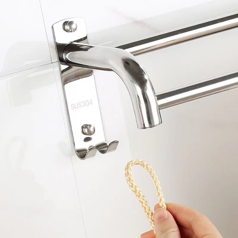 Držiak na uteráky z nerezovej ocele 304 pre kúpeľňu, leštený povrch, jednoriadkový s hákom, nosnosť 15 kg