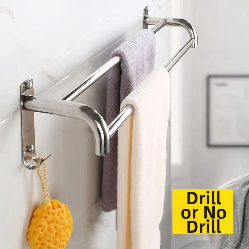 Držiak na uteráky z nerezovej ocele 304 pre kúpeľňu, leštený povrch, jednoriadkový s hákom, nosnosť 15 kg