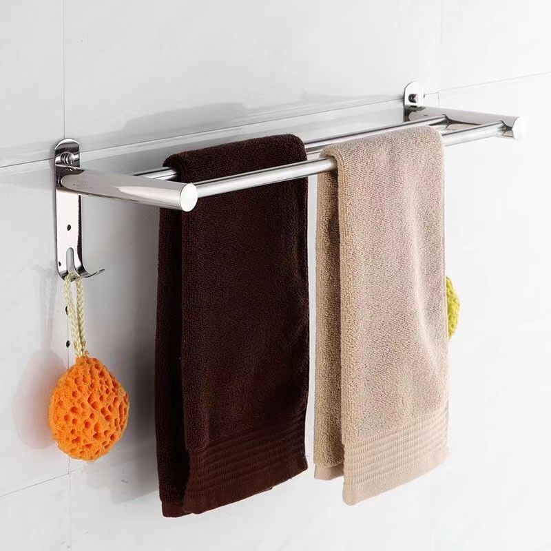Držiak na uteráky z nerezovej ocele 304 pre kúpeľňu, leštený povrch, jednoriadkový s hákom, nosnosť 15 kg