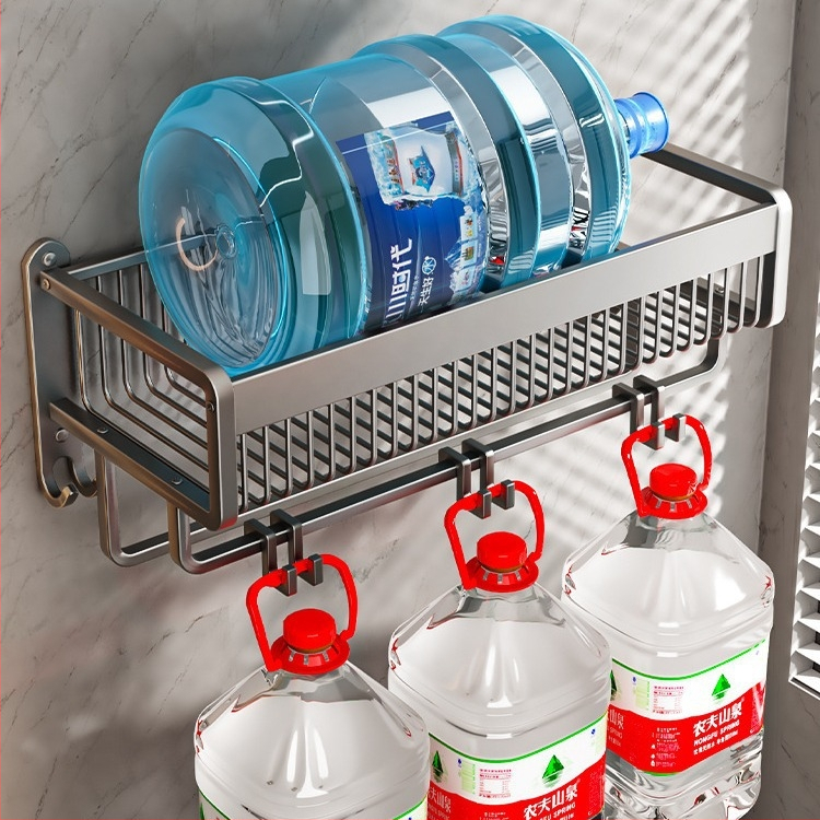 Držiak na uteráky – nástenný, bez vŕtania, skladovanie v kúpeľni, integrovaný organizér na uteráky a oblečenie