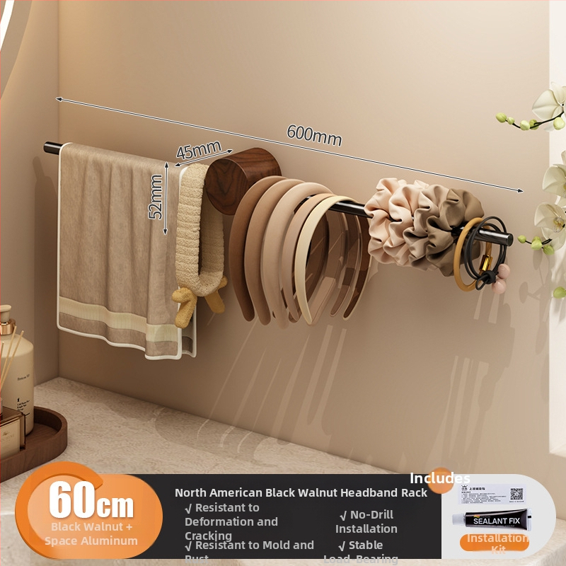 Drevený držiak uterákov na stenu, minimalistický moderný štýl, s jednou tyčou