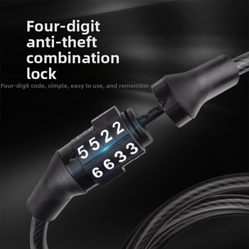 Slaptažodinis užraktas su plieno kabeliu kalnų dvirčiui – anti‑vagystė, universali suderinamumas, modelis 1