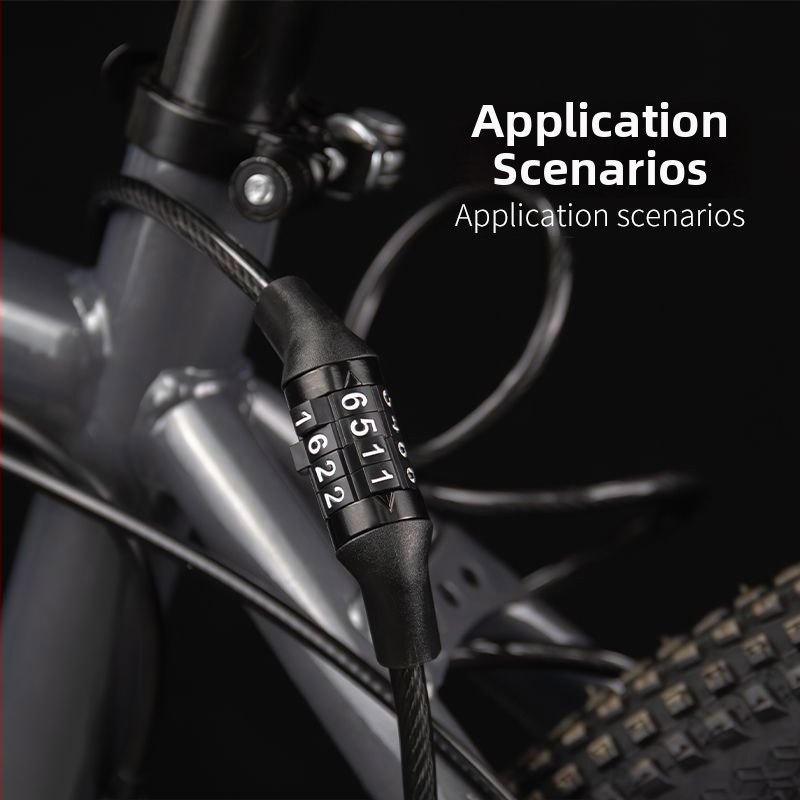 Paroles slēdzena ar tērauda kabeli kalnu velosipēdam — pret zādzību, universāla saderība, modelis 1