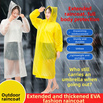 Jednodielny EVA dážďový plášť pre dospelých, hrubý, dlhý, turistické pončo