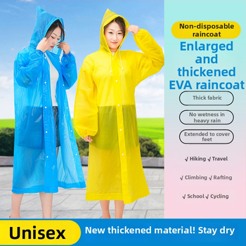 Jednodielny EVA dážďový plášť pre dospelých, hrubý, dlhý, turistické pončo