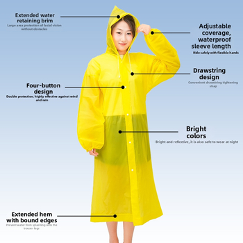 Jednodielny EVA dážďový plášť pre dospelých, hrubý, dlhý, turistické pončo