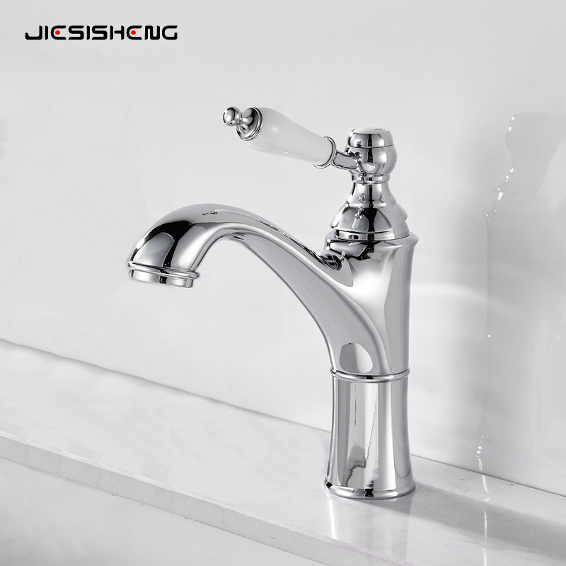 Kombinovaný kohútik pre umývadlo v kúpeľni, meď materiál, zvislá inštalácia, zdvíhacie otvorenie, keramický diskový ventil