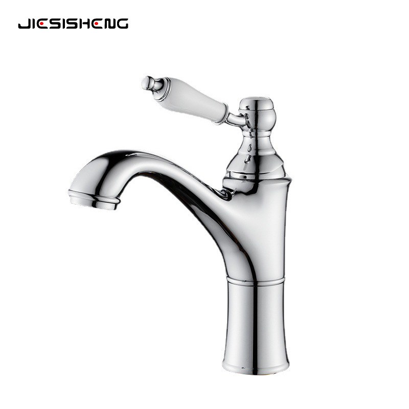 Kombinovaný kohútik pre umývadlo v kúpeľni, meď materiál, zvislá inštalácia, zdvíhacie otvorenie, keramický diskový ventil