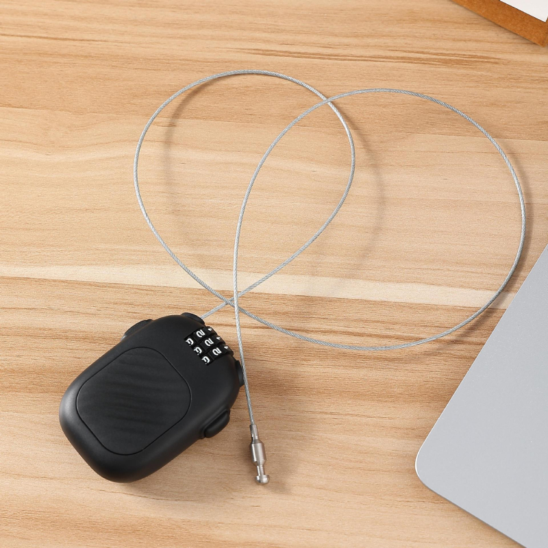 Sigurna brava s izvlačivim čeličnim kabelom, zaključavanje lozinkom, ABS kućište, model H13, 2 mm kabel, 80 cm duljine, pogodna za kacige, koferi, bicikle i ormariće