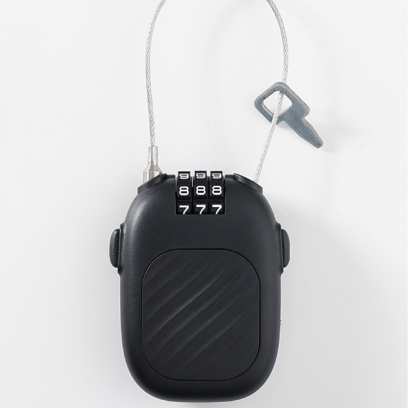 Sigurna brava s izvlačivim čeličnim kabelom, zaključavanje lozinkom, ABS kućište, model H13, 2 mm kabel, 80 cm duljine, pogodna za kacige, koferi, bicikle i ormariće