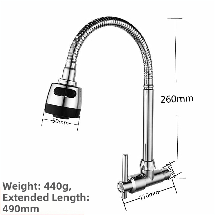 Yellow Nest kuchynský kohútik na drez, otočný, nástenná montáž, studená voda iba, telo zo zinkovej zliatiny