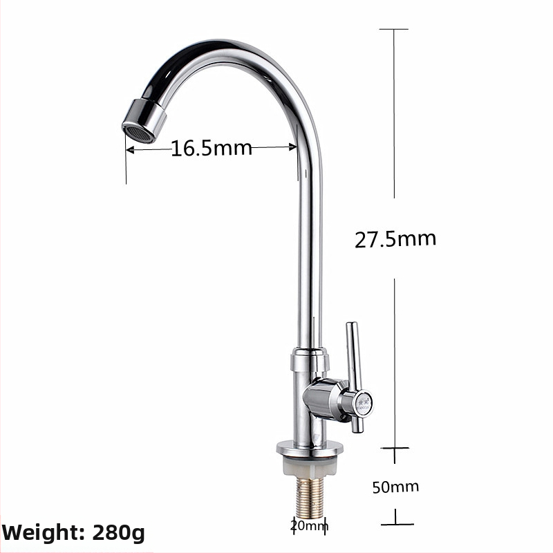 Yellow Nest kuchynský kohútik na drez, otočný, nástenná montáž, studená voda iba, telo zo zinkovej zliatiny