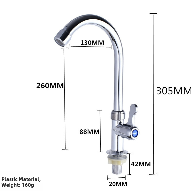 Yellow Nest kuchynský kohútik na drez, otočný, nástenná montáž, studená voda iba, telo zo zinkovej zliatiny