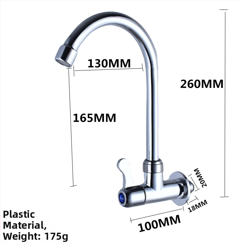 Yellow Nest kuchynský kohútik na drez, otočný, nástenná montáž, studená voda iba, telo zo zinkovej zliatiny