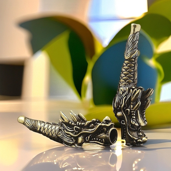 Drakonipea messingu pipa, dekoratiivne suveniir, vanaaegne Hiina stiil