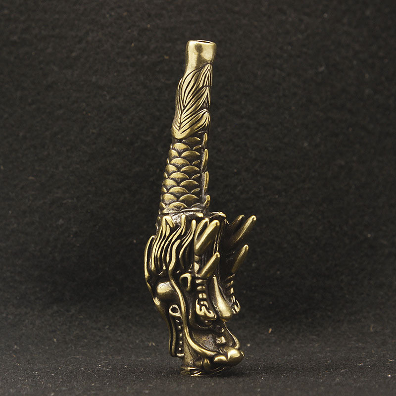 Drakonipea messingu pipa, dekoratiivne suveniir, vanaaegne Hiina stiil