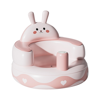 Detská nafukovacia učebná stolička - ekologický PVC, prenosná cvičebná stolička, model Pink Bunny