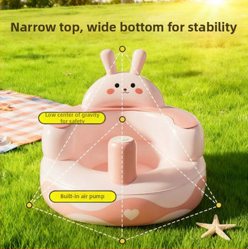 Detská nafukovacia učebná stolička - ekologický PVC, prenosná cvičebná stolička, model Pink Bunny