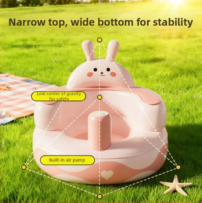 Detská nafukovacia učebná stolička - ekologický PVC, prenosná cvičebná stolička, model Pink Bunny