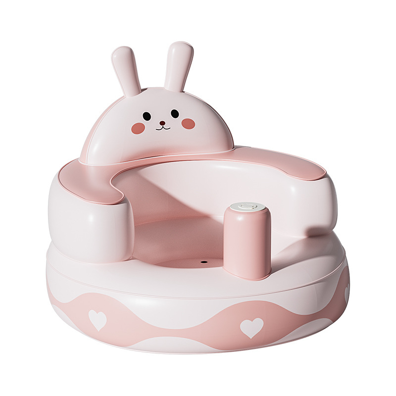 Detská nafukovacia učebná stolička - ekologický PVC, prenosná cvičebná stolička, model Pink Bunny