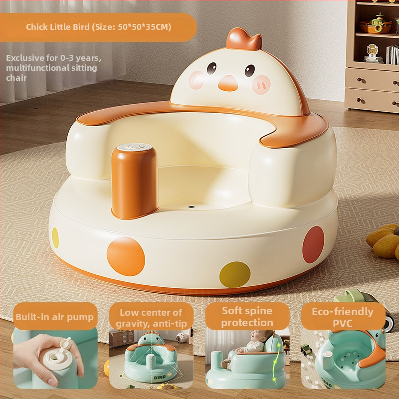 Detská nafukovacia učebná stolička - ekologický PVC, prenosná cvičebná stolička, model Pink Bunny