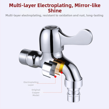 Práčkový kohútik - meď, keramický jadrový ventil, závitová inštalácia, špirálové otvorenie, menovitý tlak 0,05–10 MPa